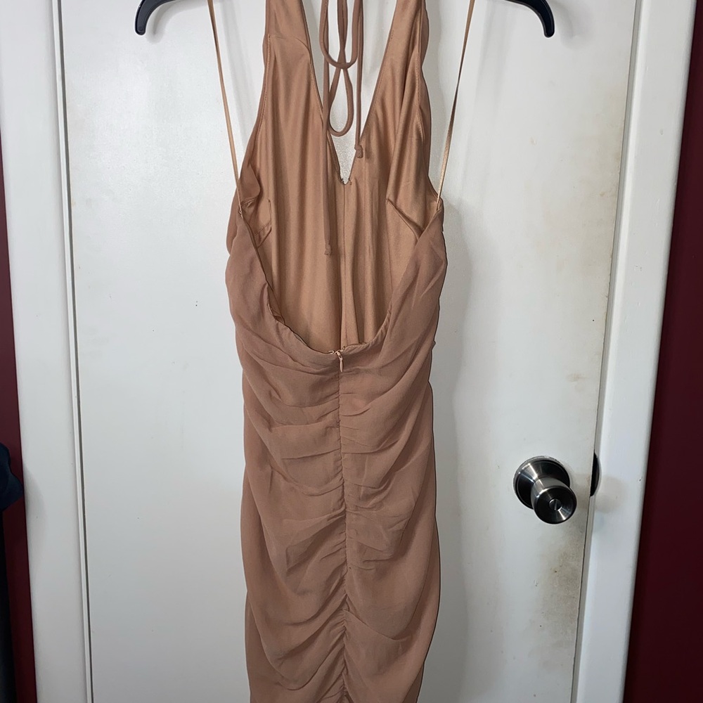 Pink Halter Ruched Bodycon Dress - Picture 3 of 6